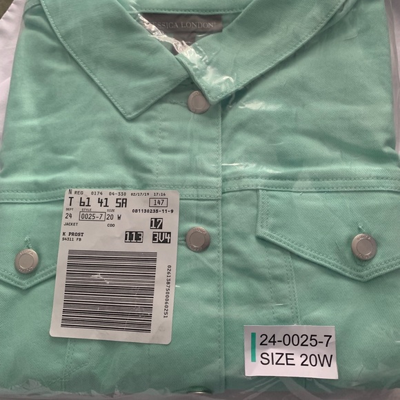 NWT TRUE FIT DENIM JACKET Mint Green Sz - Picture 2 of 4